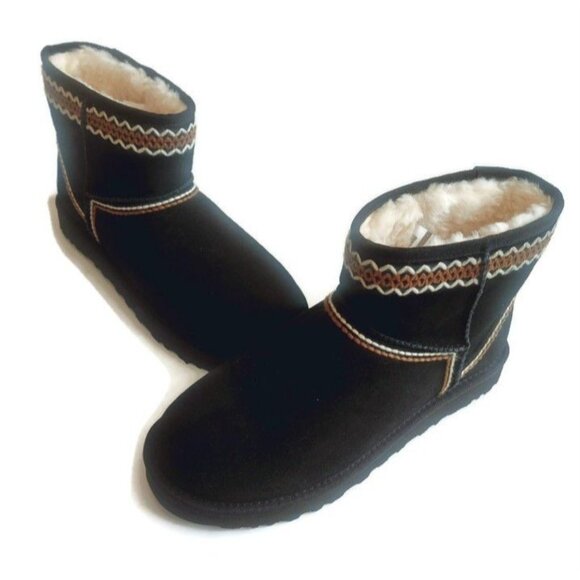 UGG Classic Mini Atherson Mens Size 11 Womens Size 12 Leather Suede Boot Black - Picture 4 of 8